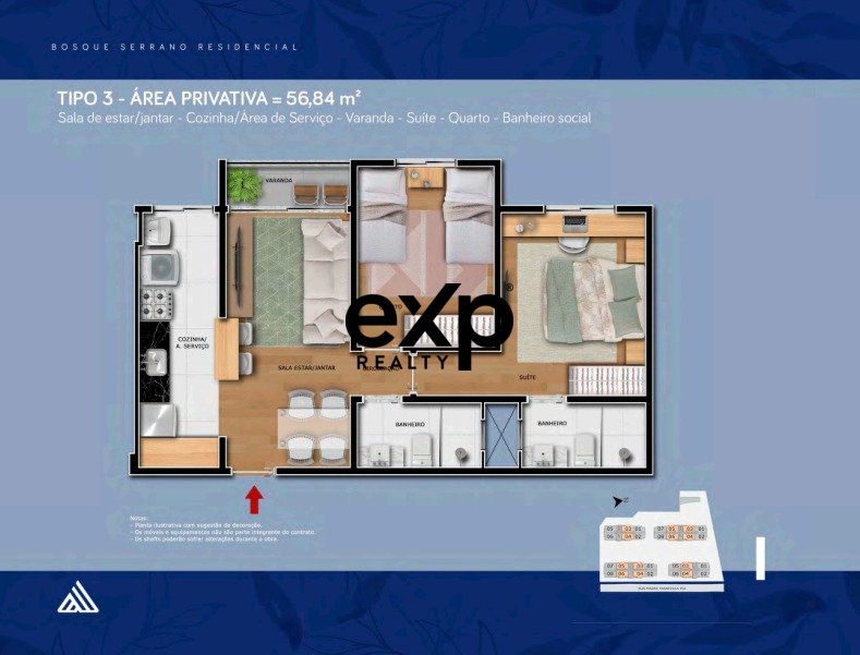 Apartamentos à Venda no Bosque Serrano Residencial - entre 56,55 m² e 62,65 m² à partir de R$ 362.500,00 - Mosela, Petrópolis/RJ
