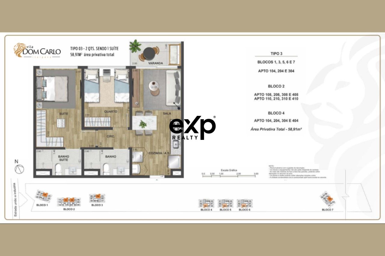 Apartamentos no Condomínio Vila Dom Carlo entre 26,82 m² até 149,43 m² à partir de R$ 359.000,00 - Itaipava, Petrópolis/RJ