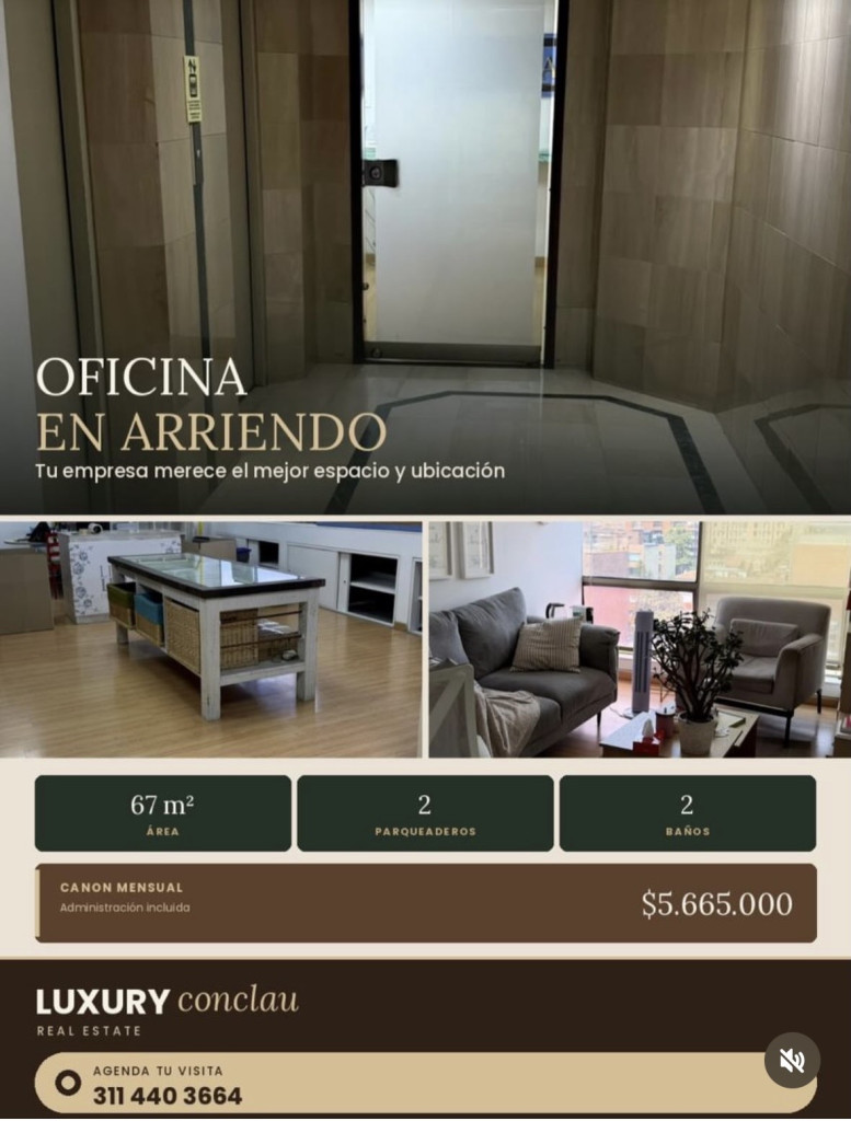 OFICINA en alquiler en Bogotá, Calle 81 #9, 67 m²