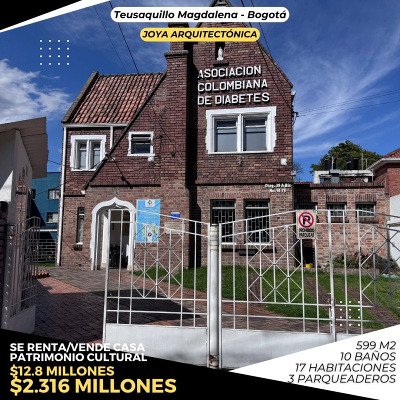 CASA en venta en Bogotá, DIAGONAL 39A. BIS 14 78, 599 m²