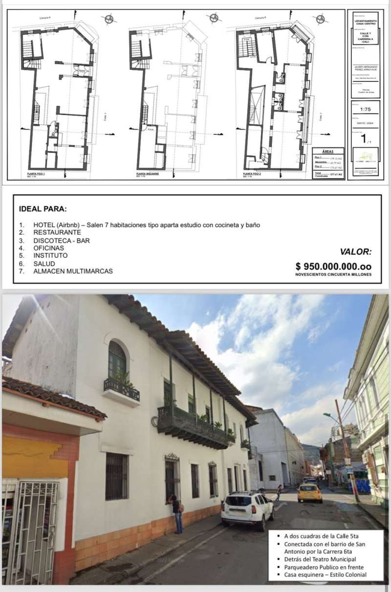 CASA en venta en Cali, Calle 7 6-14, 377 m²