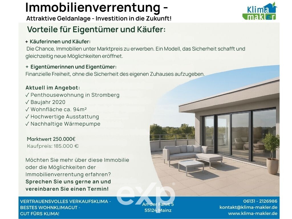 Attraktive Geldanlage - 

Hochwertige Penthousewohnung / 

Verkauf mit Wohnrecht unter Marktwert