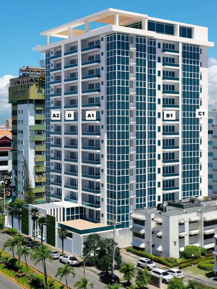Venta de apartamentos de 1, 2 y 3 habitaciones en moderna torre ubicada en Bella Vista, Santo Domingo, D.N
