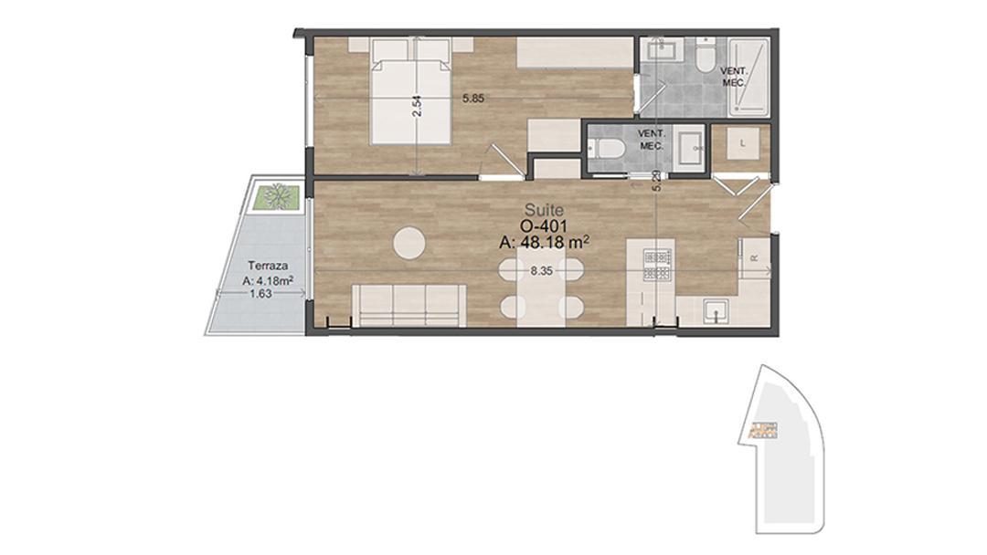 Departamento en venta en Pichincha | Quito | González Suárez, Jimenez de la Espada Suite en Venta piso 4, 52 m²
