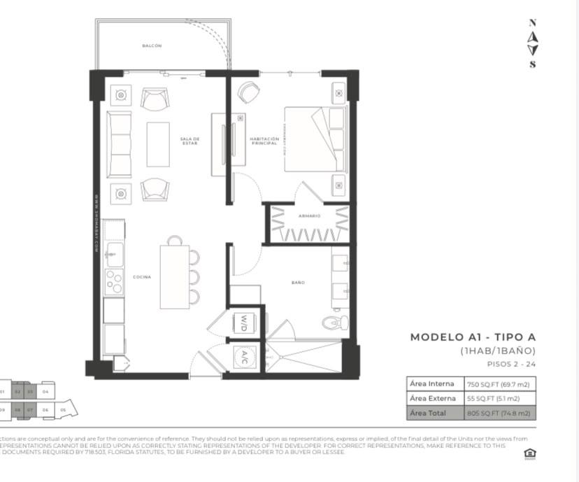 Departamento en venta en Florida | Miami-dade | Miami Beach, "The North Village", 70 m²