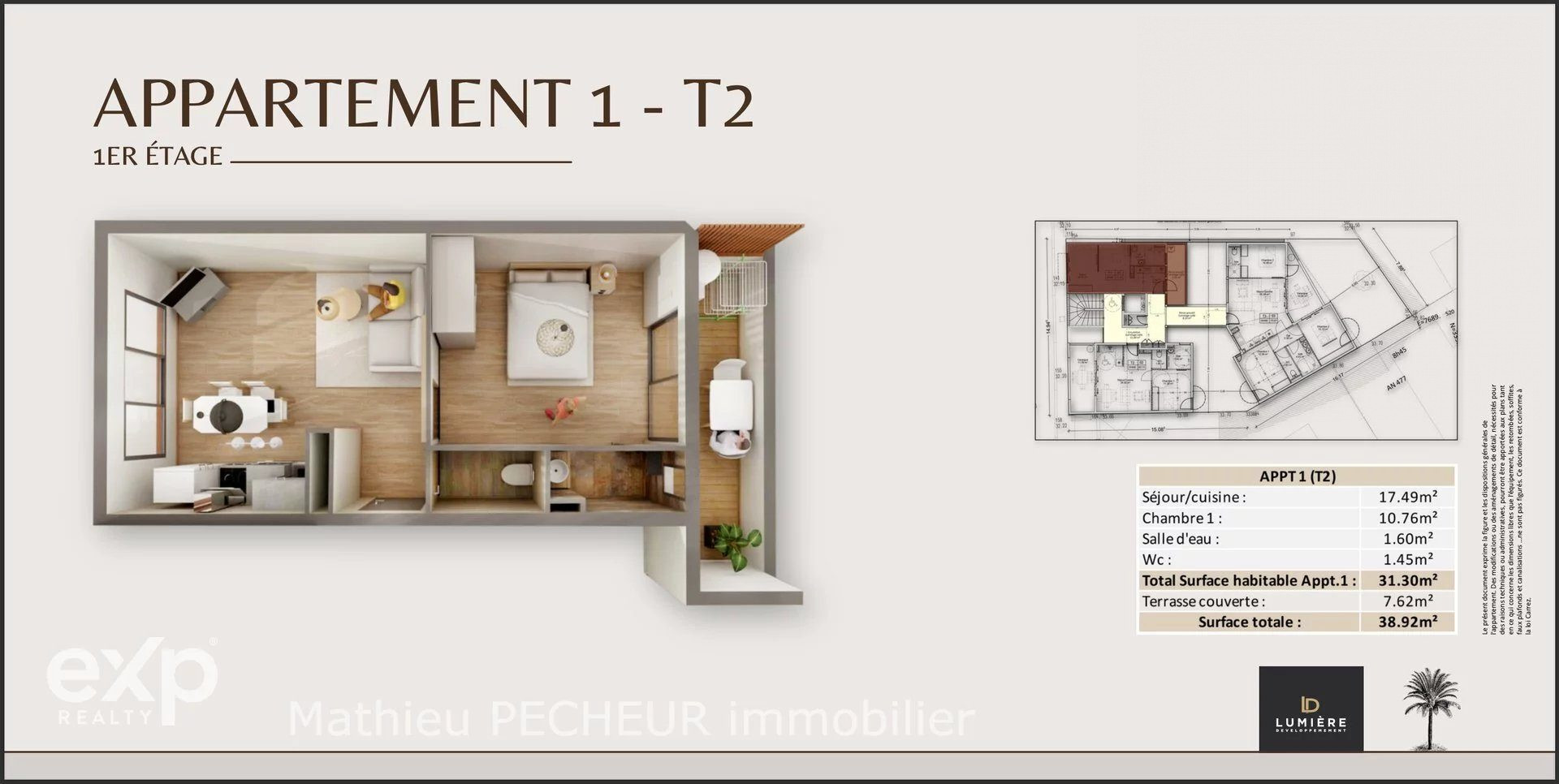 SAINT-DENIS / APPARTEMENT T2 NEUF / STANDING