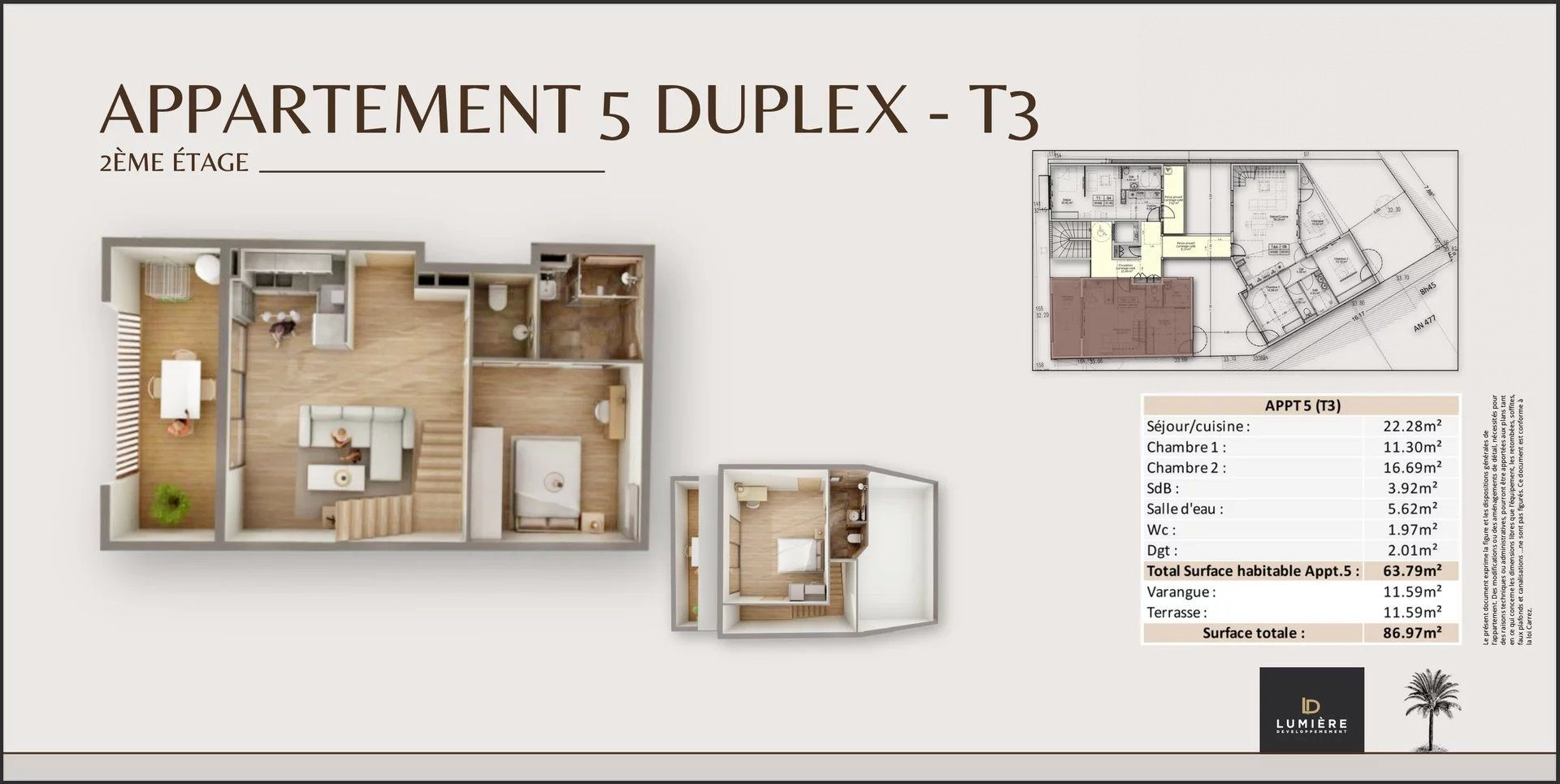 SAINT-DENIS / APPARTEMENT T2 NEUF / STANDING