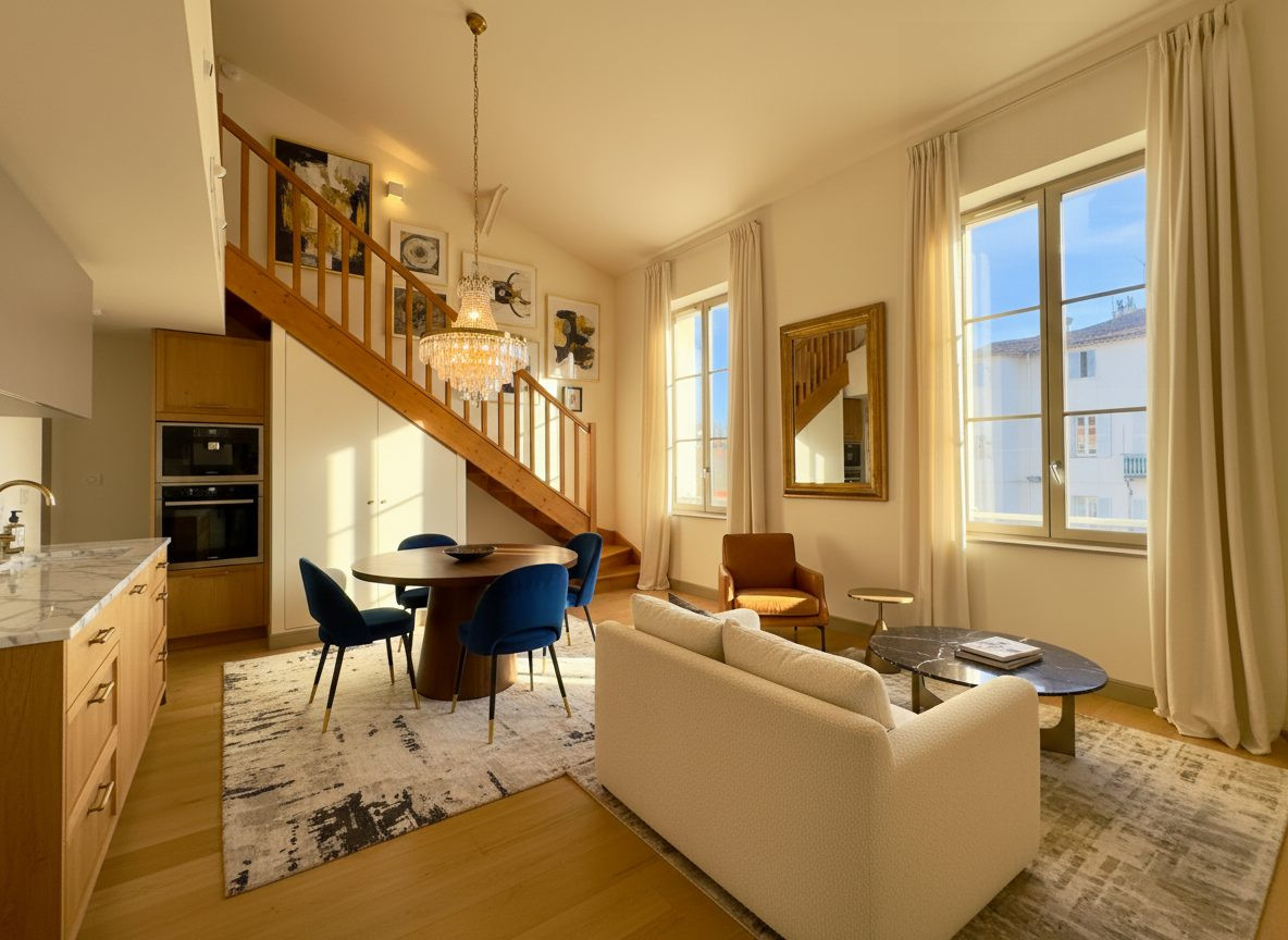 Appartement avec grande mezzanine au cœur du Vieil Antibes