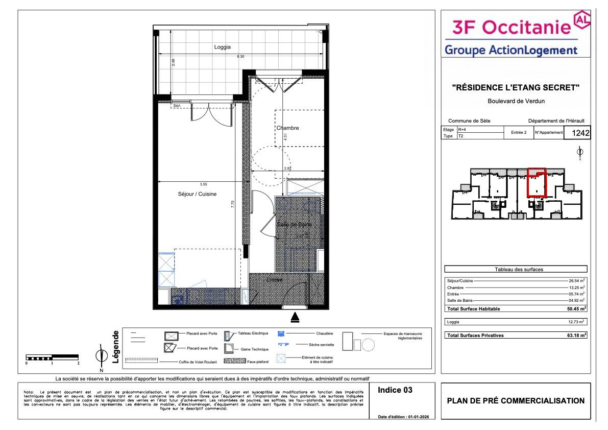 Apartment for sale in Sète, 50 m²