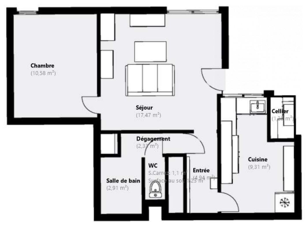 APARTMENT - 2 ROOMS - GROUND FLOOR - PARKING / CELLAR 3