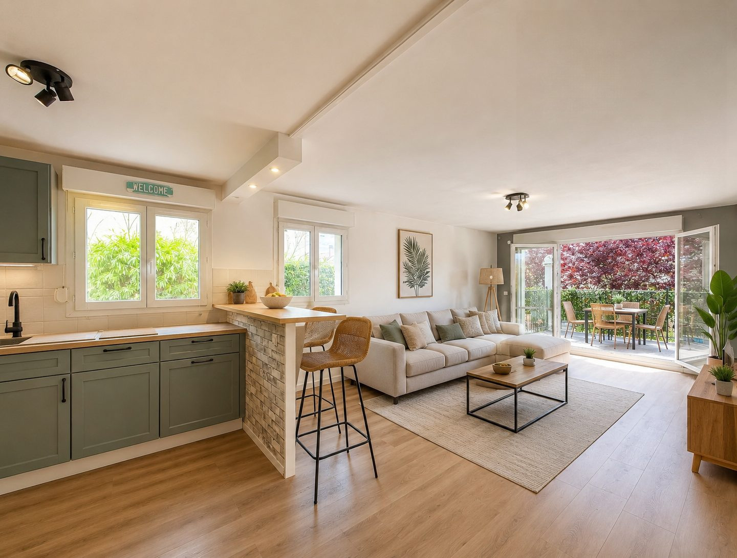 Carrières-sous-Poissy – Appartement 3 pièces avec jardin, terrasses et vue parc – Résidence recherchée
