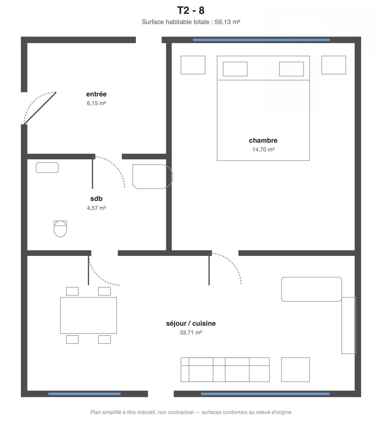 Appartement à vendre à Arques-la-Bataille, 60 m²