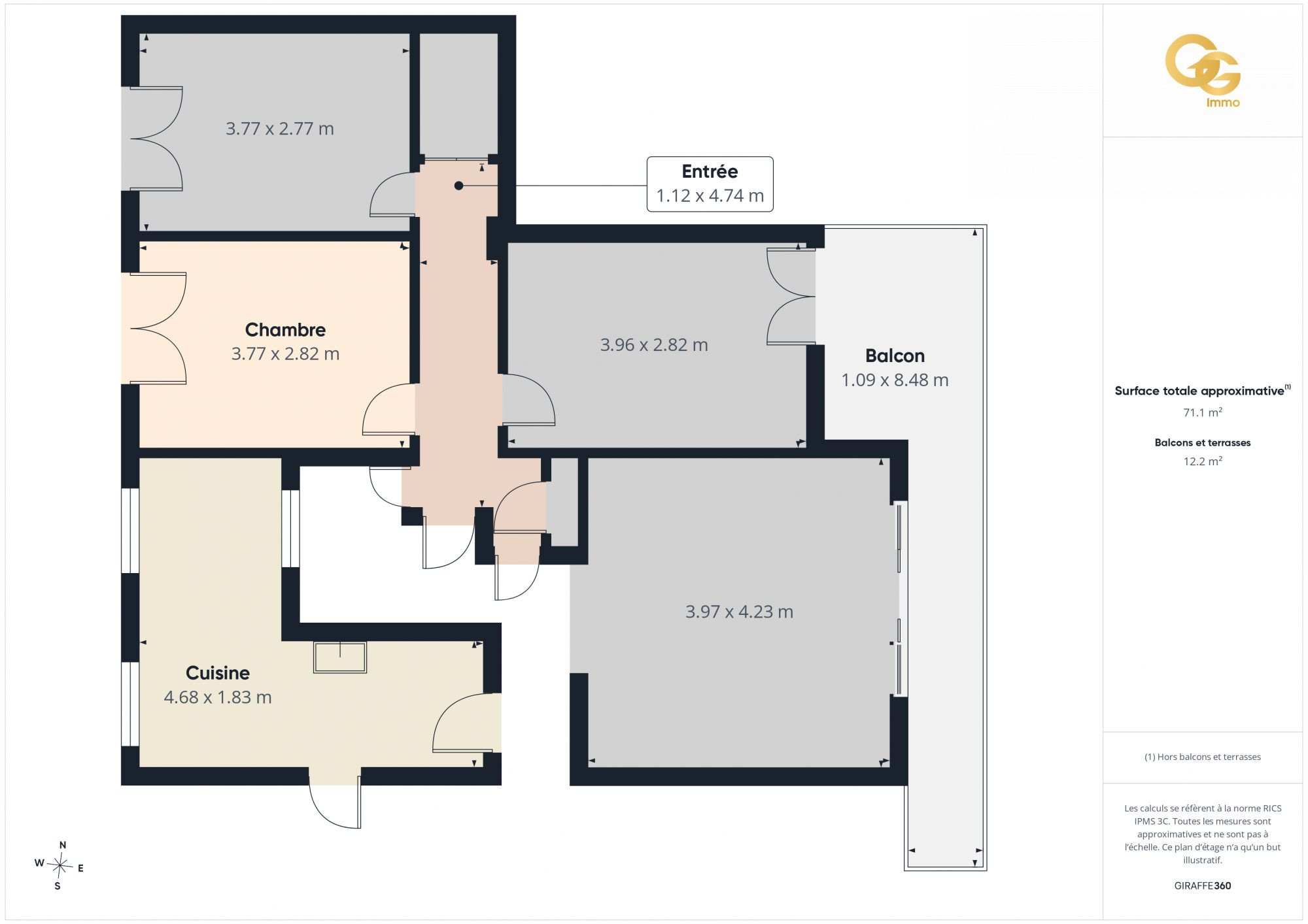 Appartement 4 pièces de 82 m² avec balcon et parking privatif – Fort potentiel