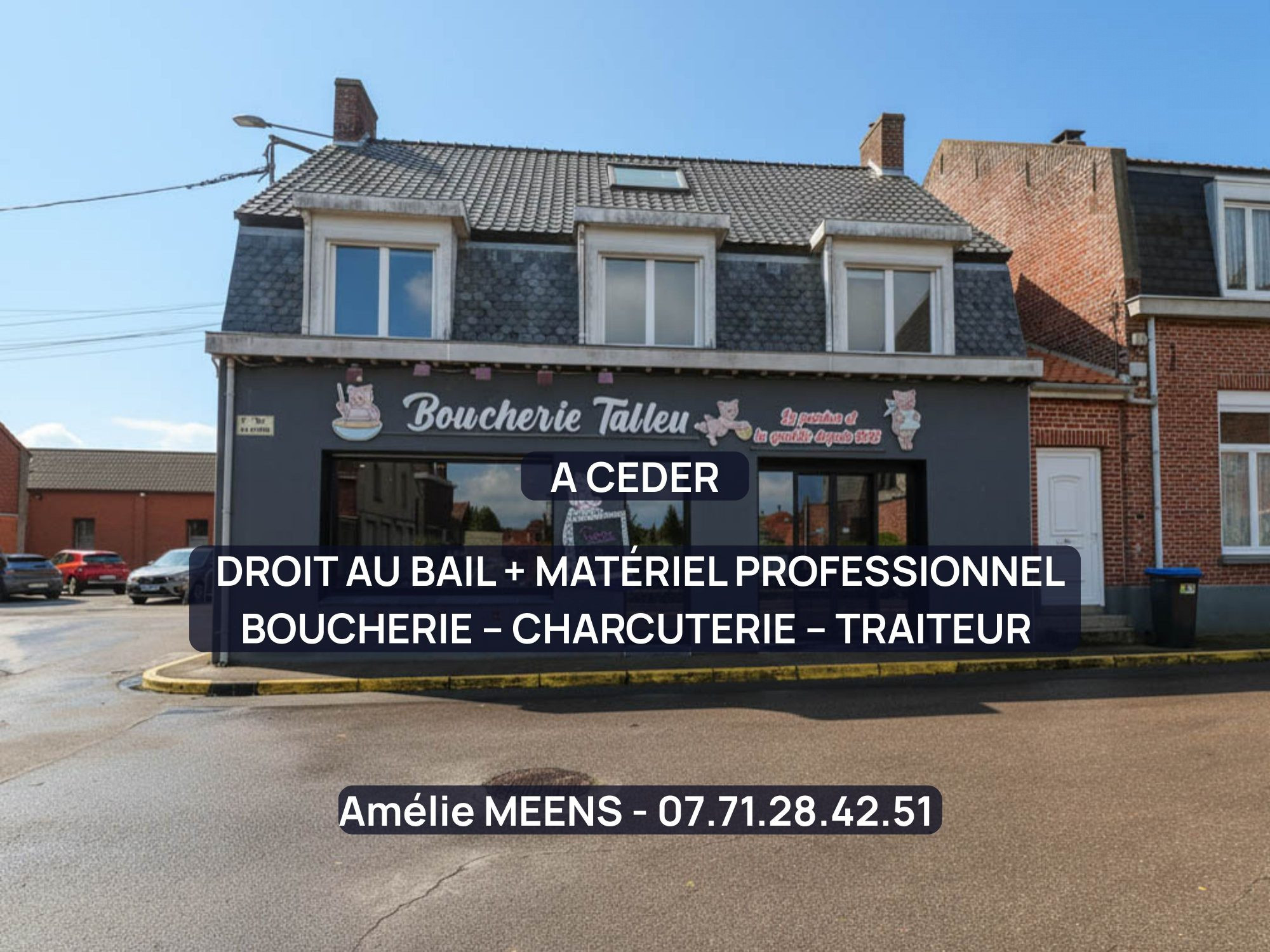 Local commercial équipé Boucherie – Charcuterie – Traiteur — Droit au bail