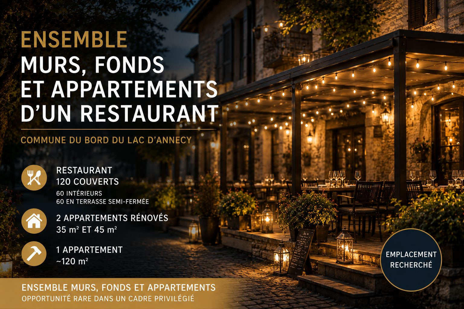 Restaurant coeur de village bord du lac d'Annecy