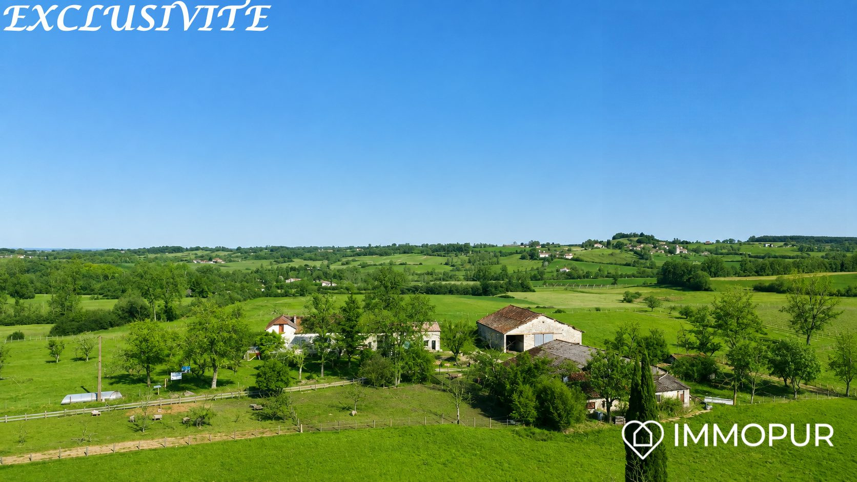 Propriété rurale de 4 hectares, granges et prairies