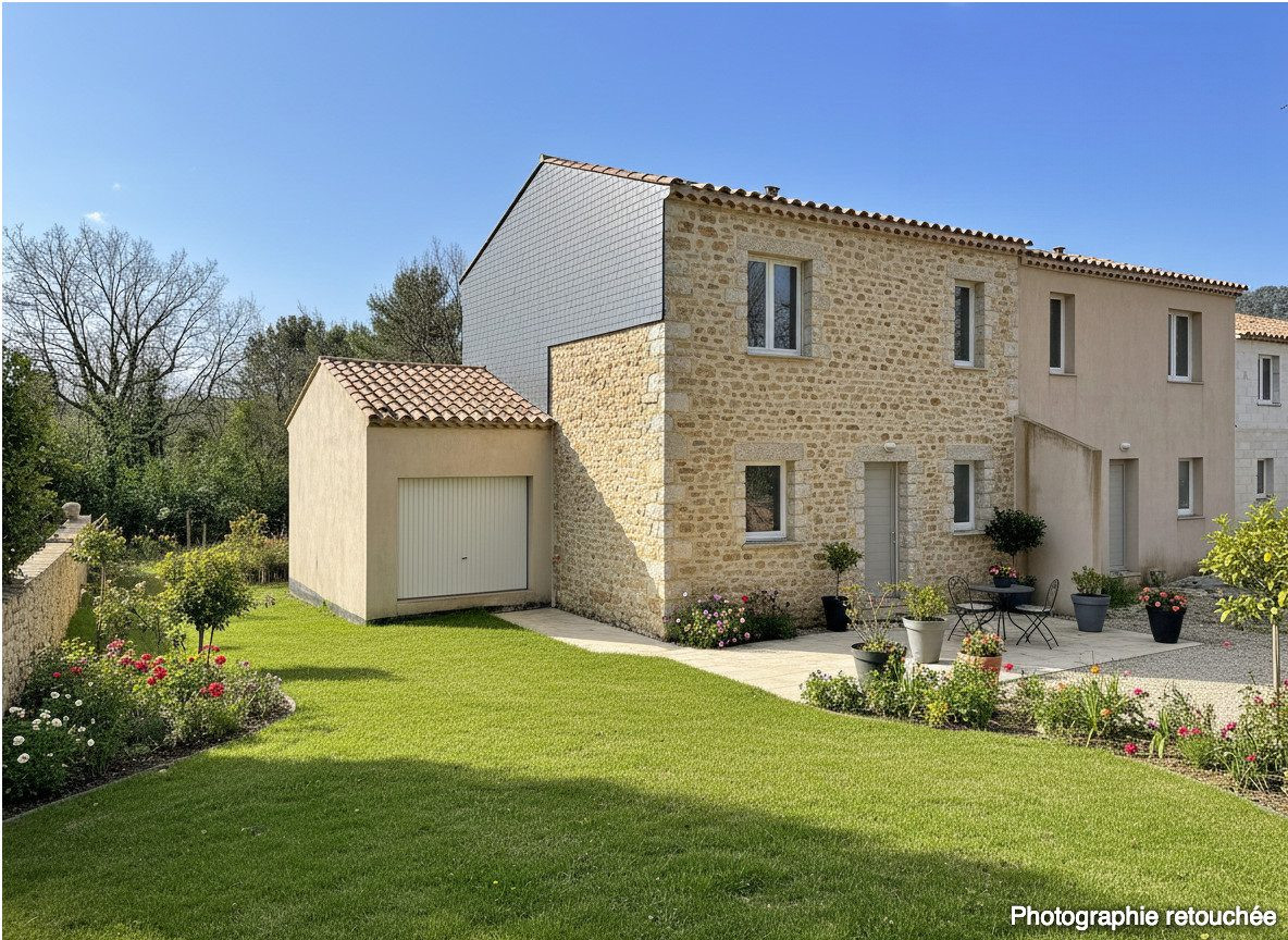 Maison et jardin en pleine nature