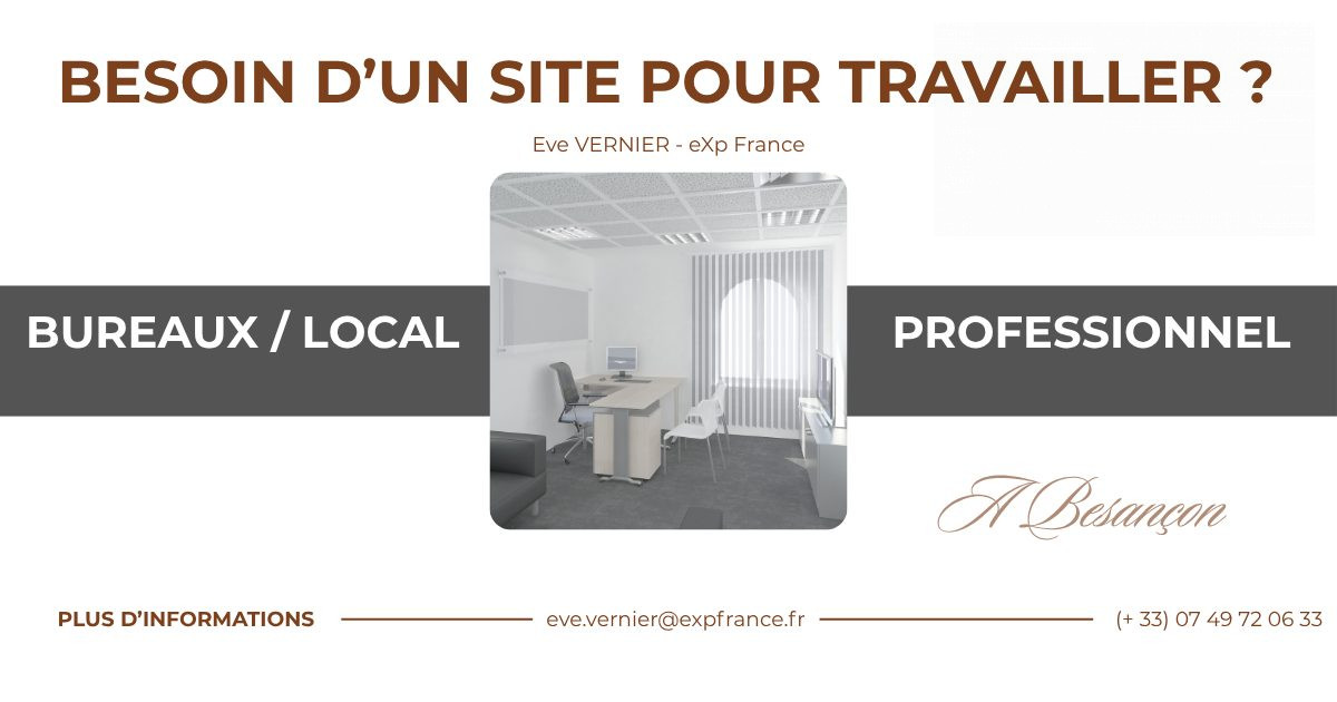 MURS COMMERCIAUX / LOCAL PROFESSIONNEL – 58 M² – BESANÇON CHAPRAIS – 3 À 4 BUREAUX – VISIBILITÉ PREMIUM