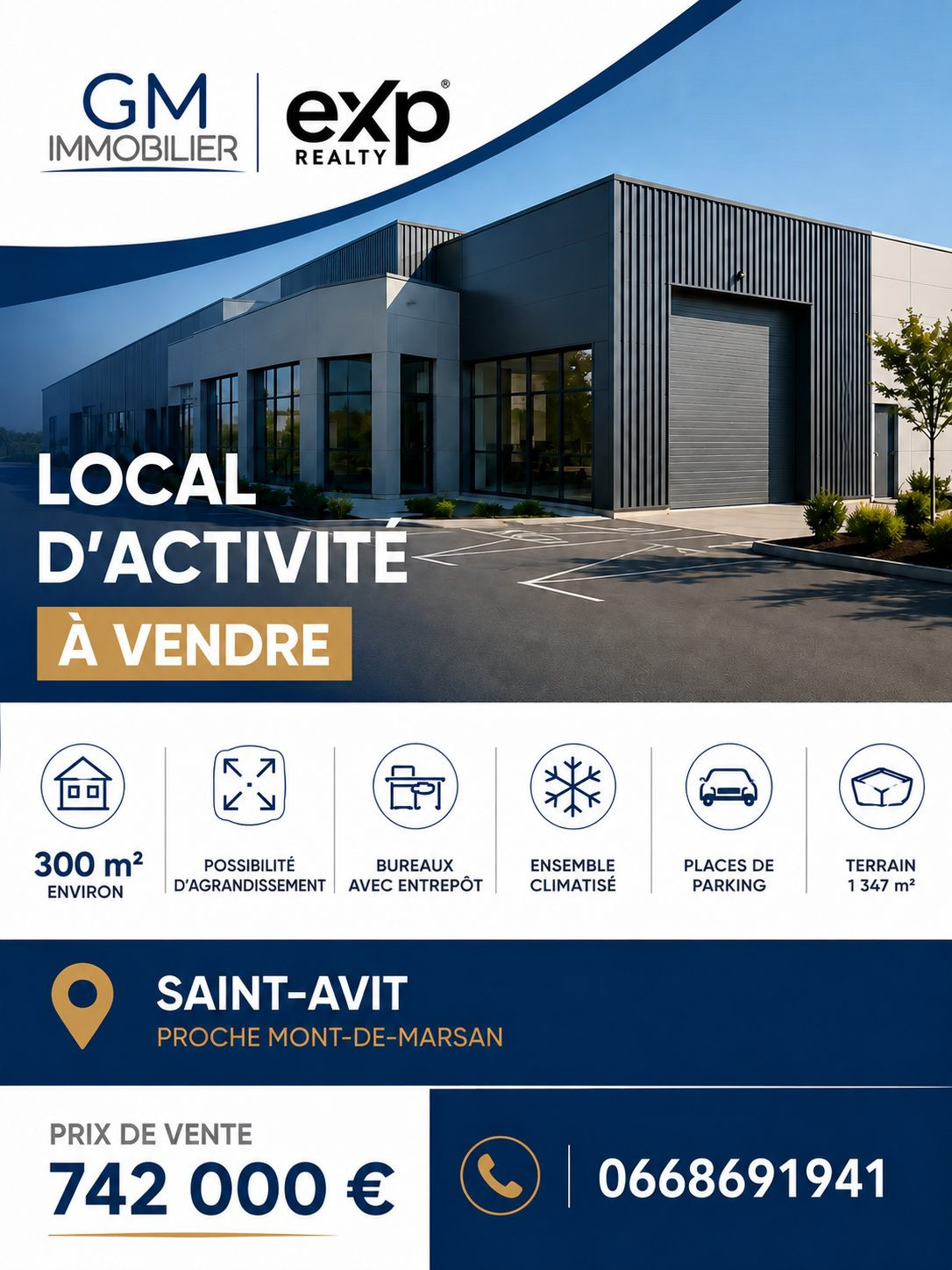 LOCAL D’ACTIVITÉ DE 300 M² À VENDRE – SAINT-AVIT AUX PORTES DE MONT-DE-MARSAN