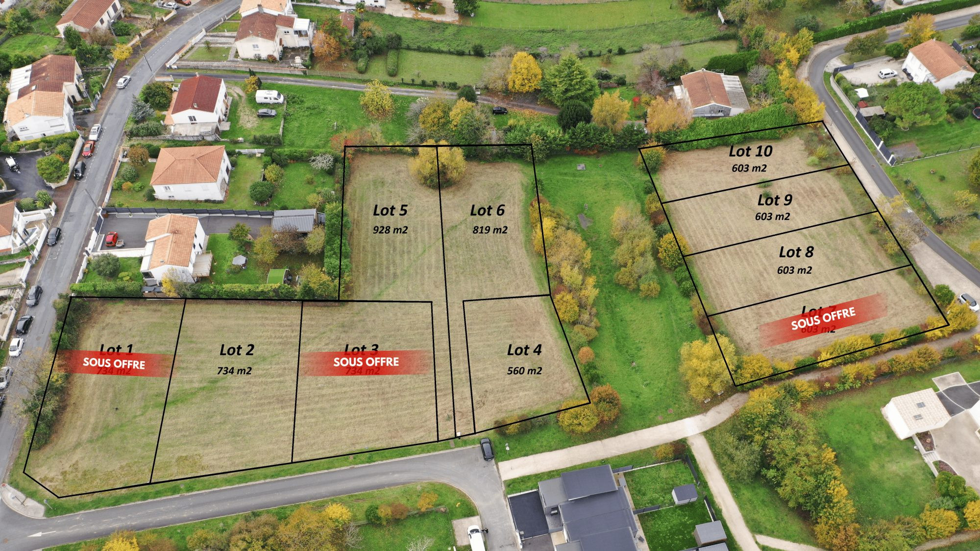 Terrains constructibles viabilisés à Saintes – Hors zone inondable – Les Jardins Tillaud · 53 900 €