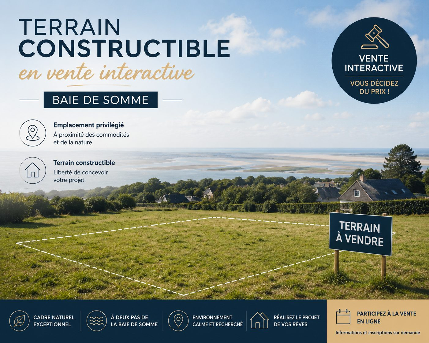 TERRAIN CONSTRUCTIBLE BAIE DE SOMME / VENTE INTERACTIVE