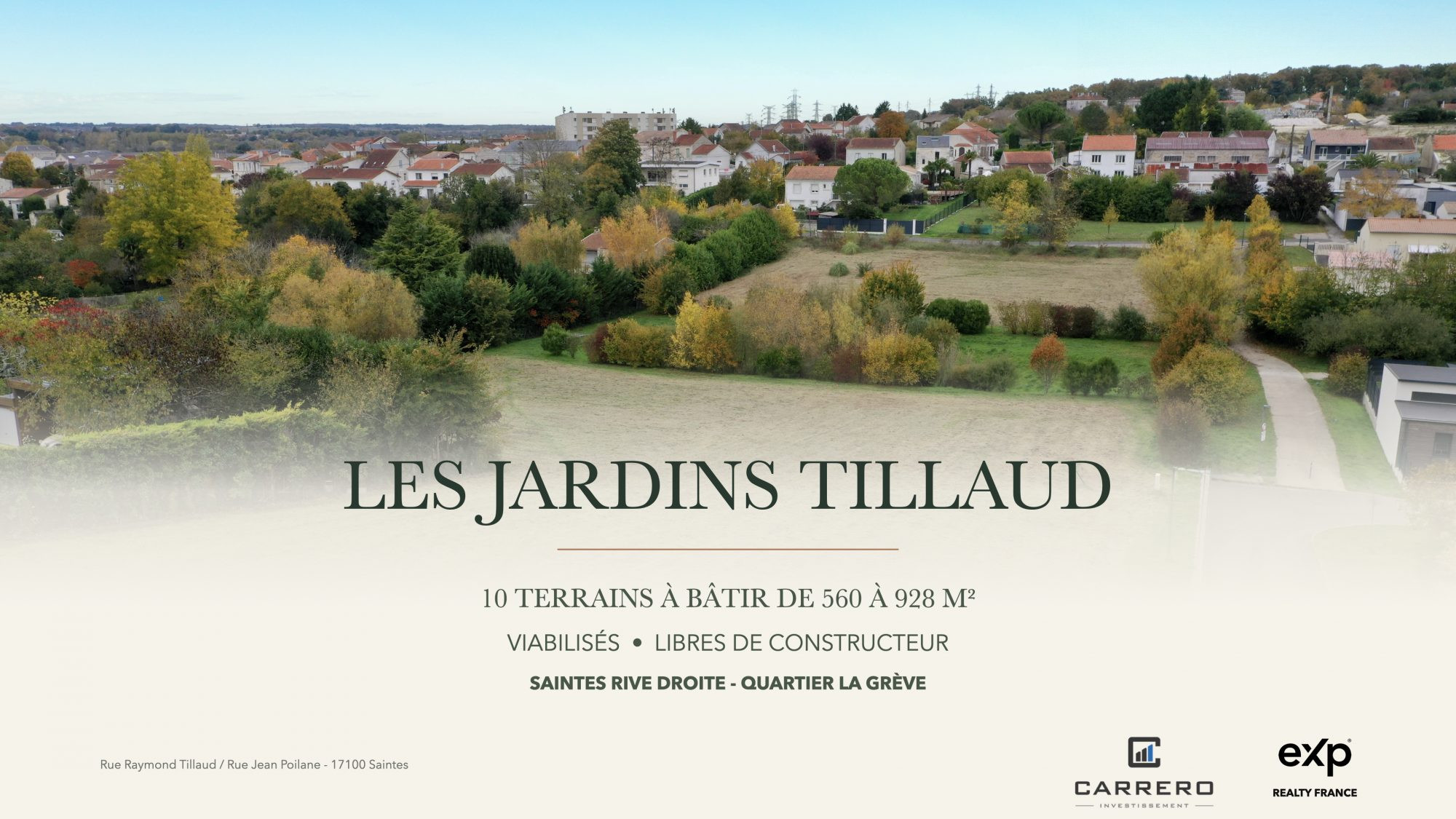 Terrain à bâtir 560 m² viabilisés – Saintes proche centre-ville