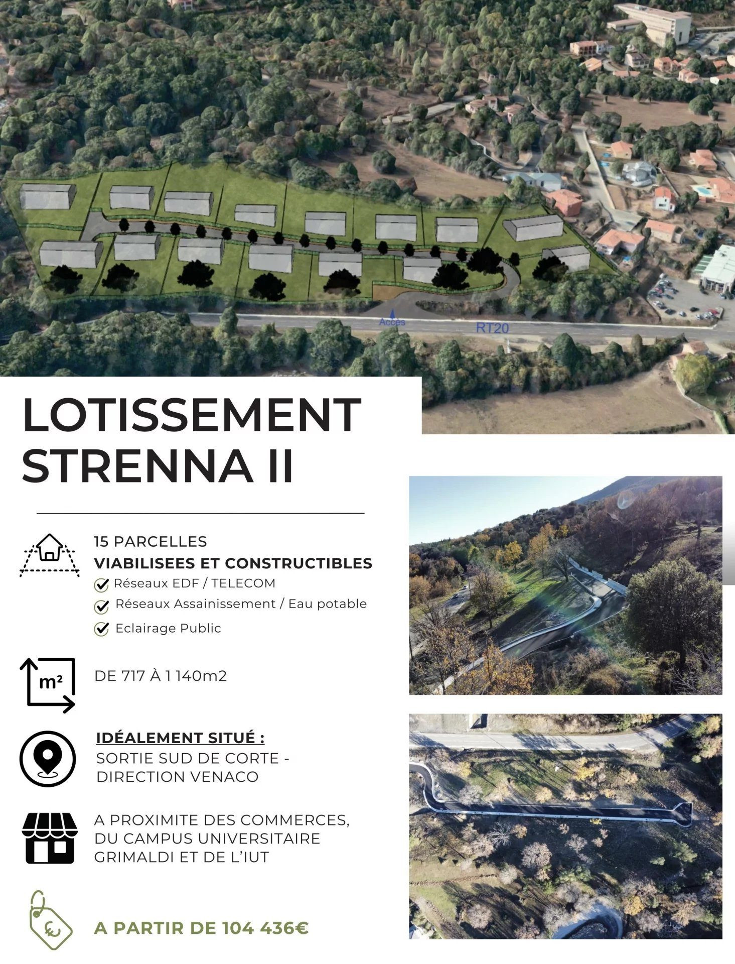 Terrain constructible - Viabilisé - Proche centre de Corte et FAC