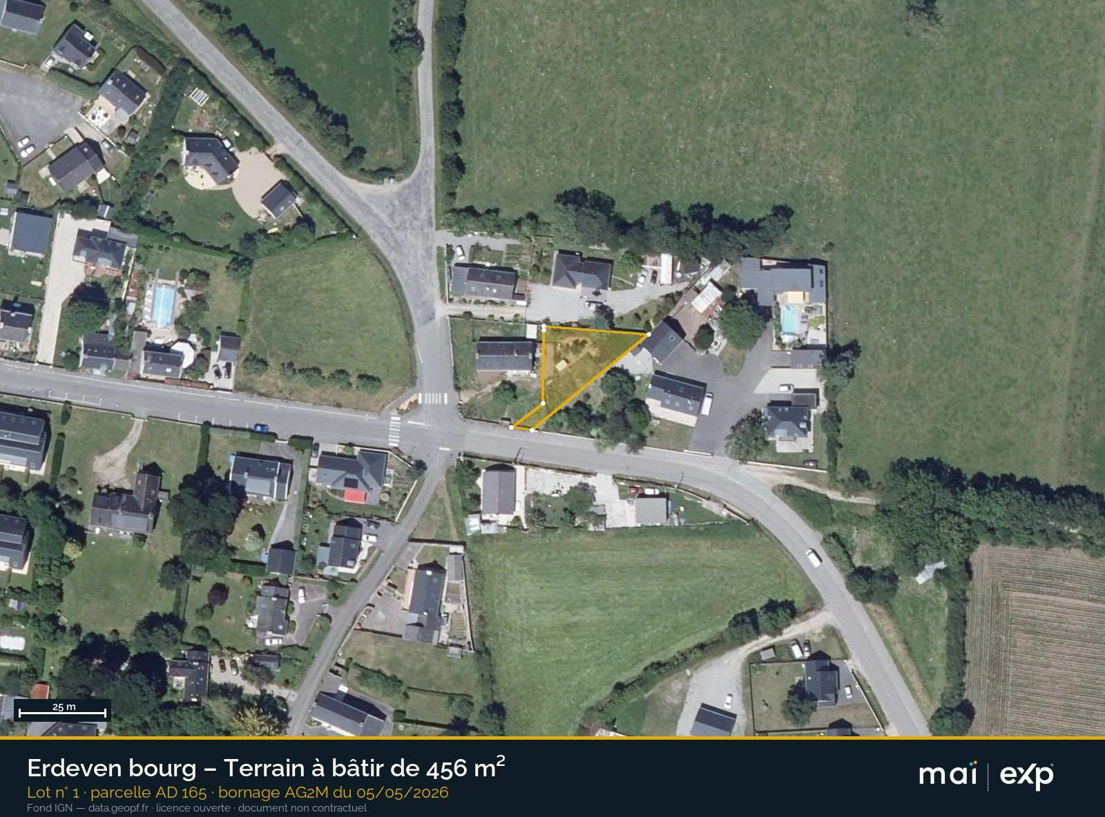 Erdeven bourg : 456 m² borné, à bâtir, non viabilisé