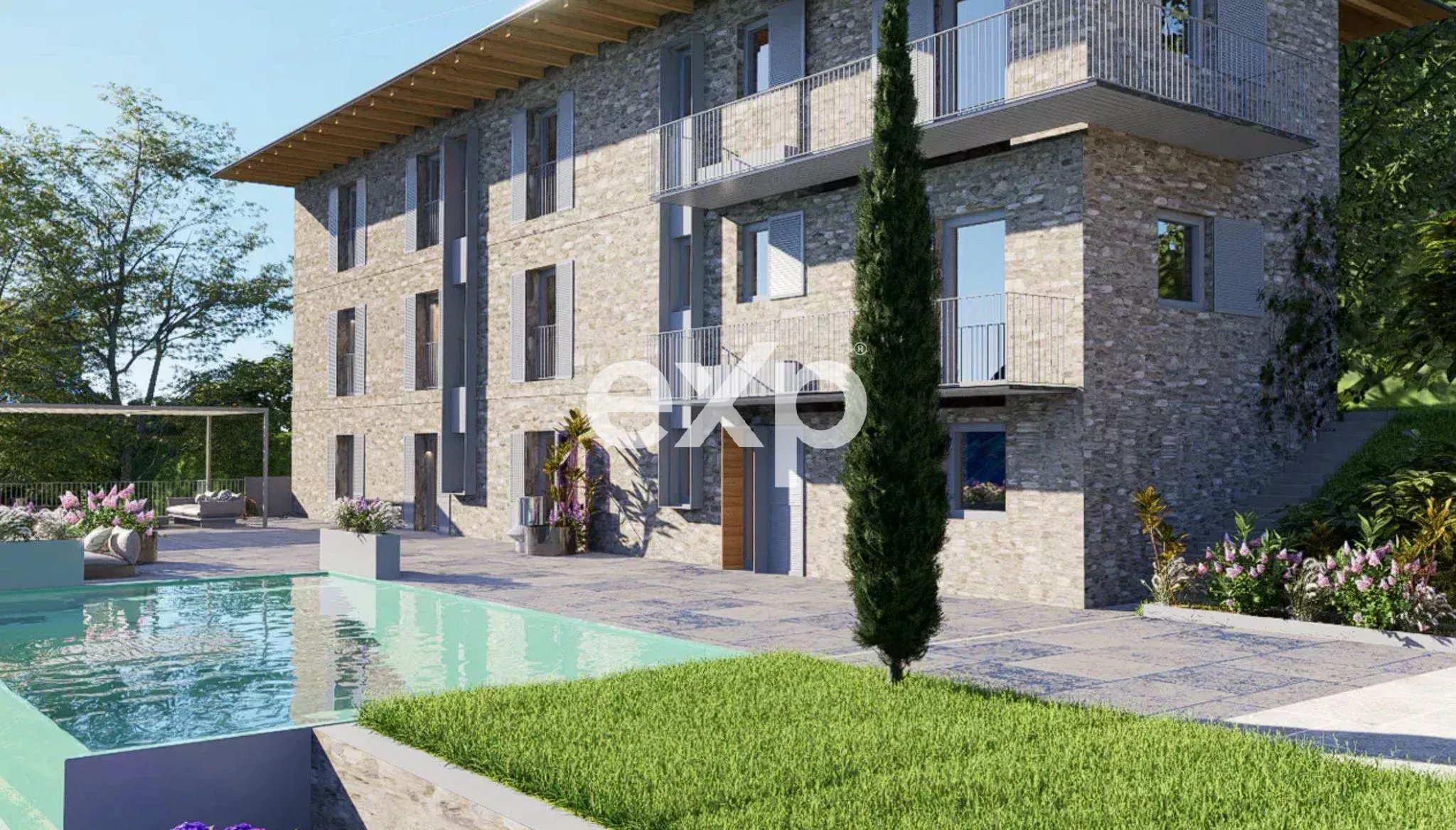 Casale tradizionale in pietra con splendida vista sul lago d'Iseo