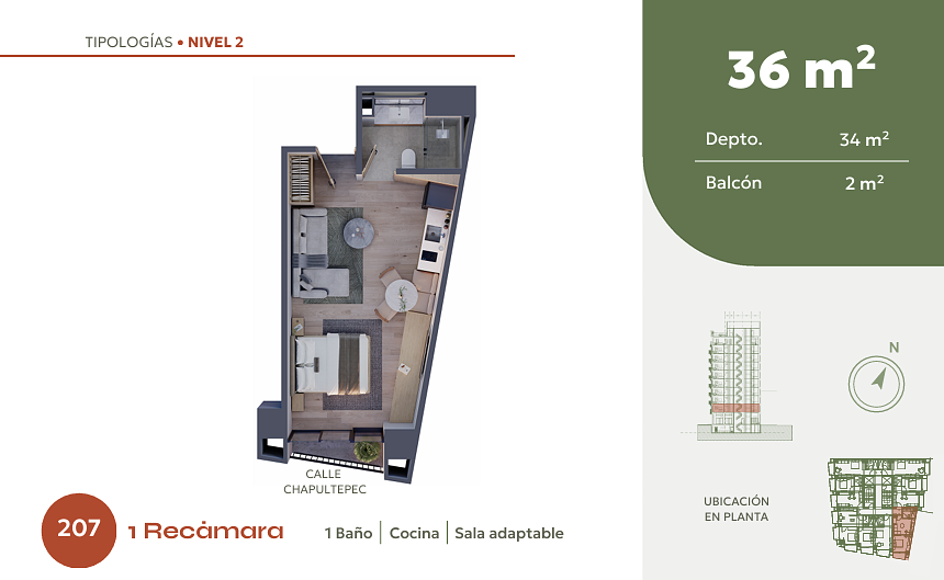 Departamento en CIudad de Mexico 37Mts