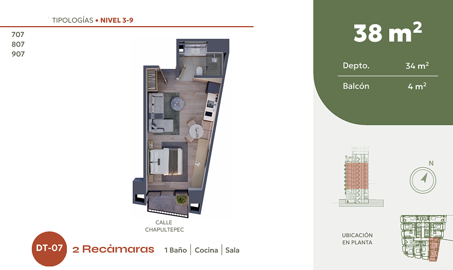 Departamento en CIudad de Mexico 39Mts