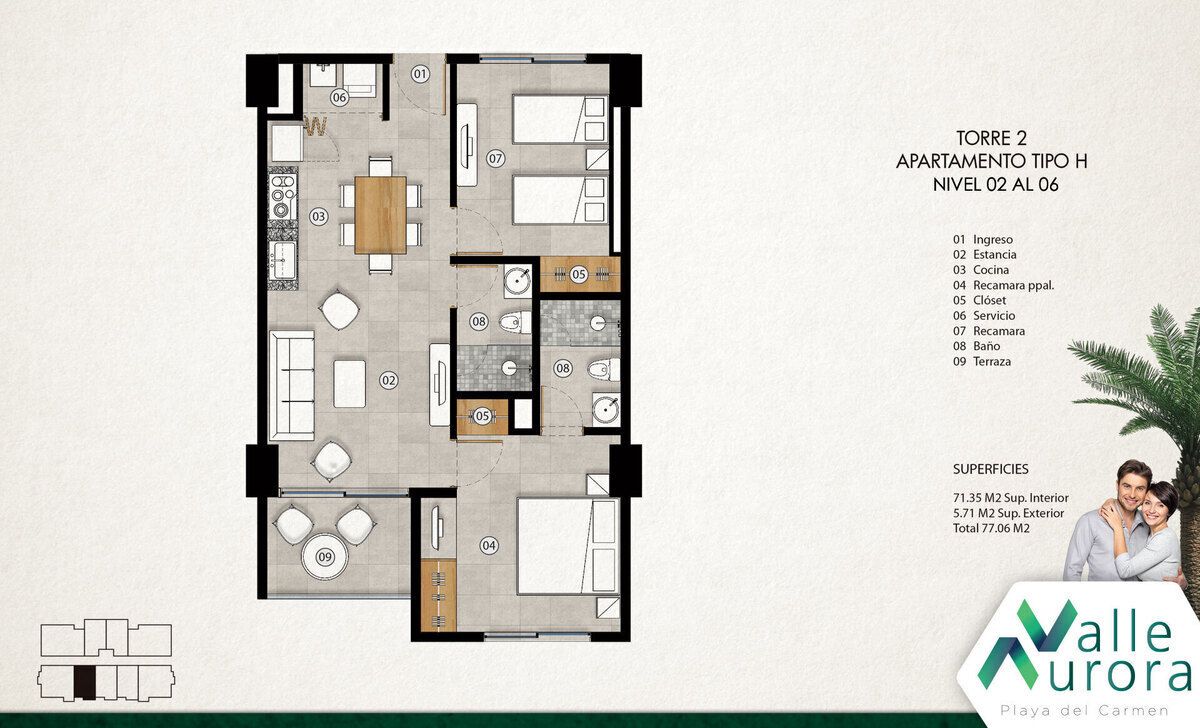 Valle Aurora Tower 2 | 2-Bedroom Condo for Sale in Playa del Carmen