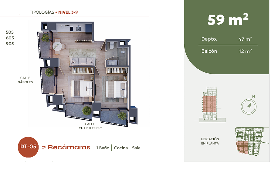 Departamento en CIudad de Mexico 35Mts