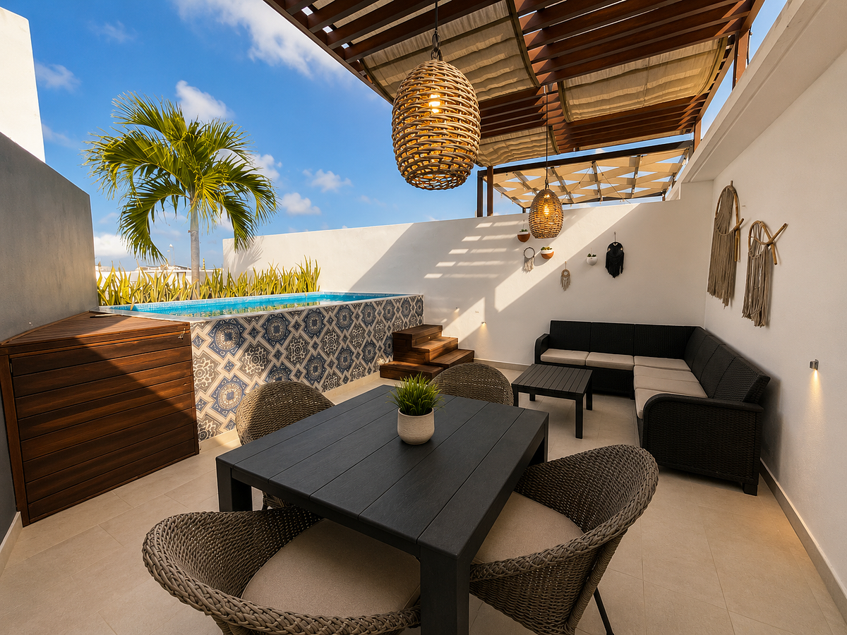 Condominio de 2 Recámaras con Rooftop Privado y  Alberca en Aldea Zama, Tulum