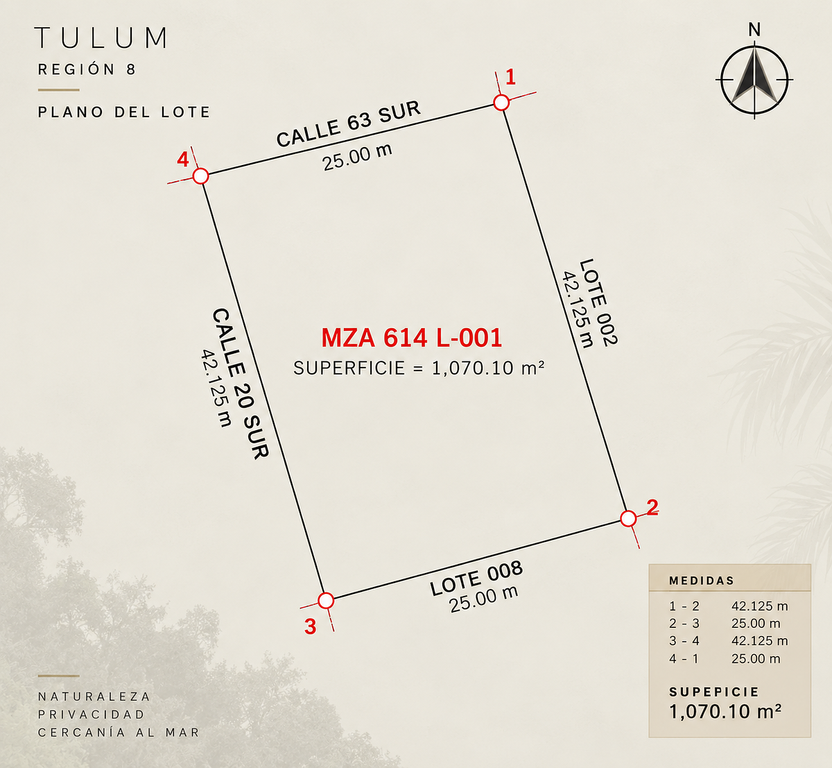Land for sale in Tulum, 63 sur