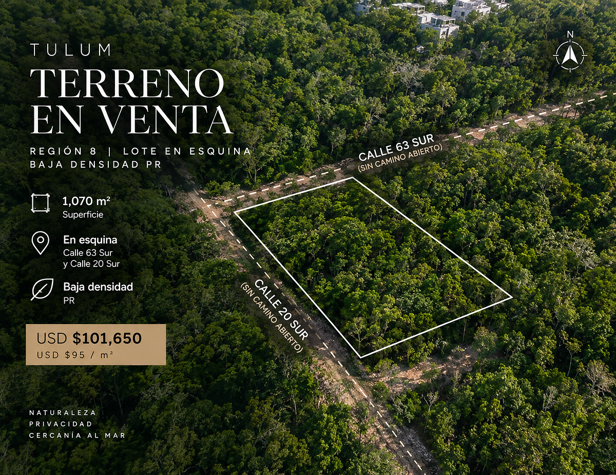 Land for sale in Tulum, 63 sur