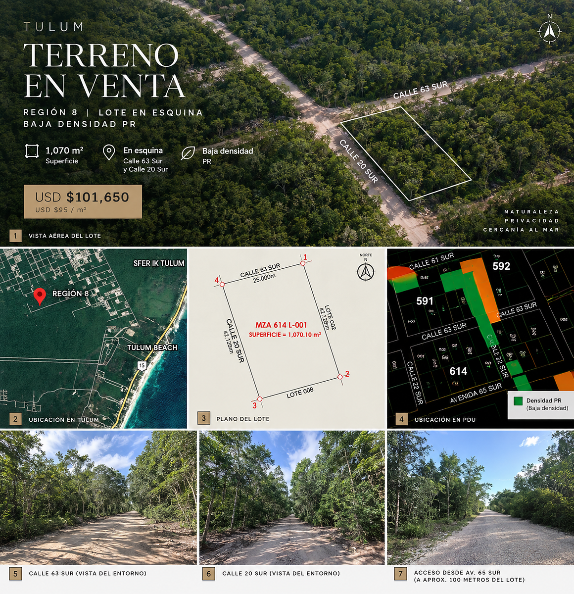 Land for sale in Tulum, 63 sur
