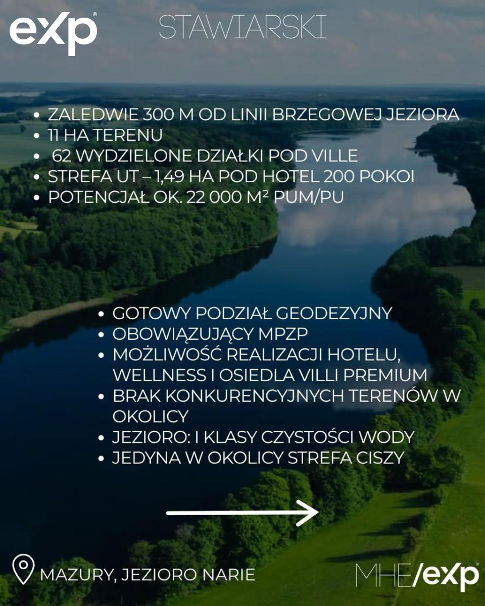 Teren inwestycyjny na hotel + 63 wille, Mazury