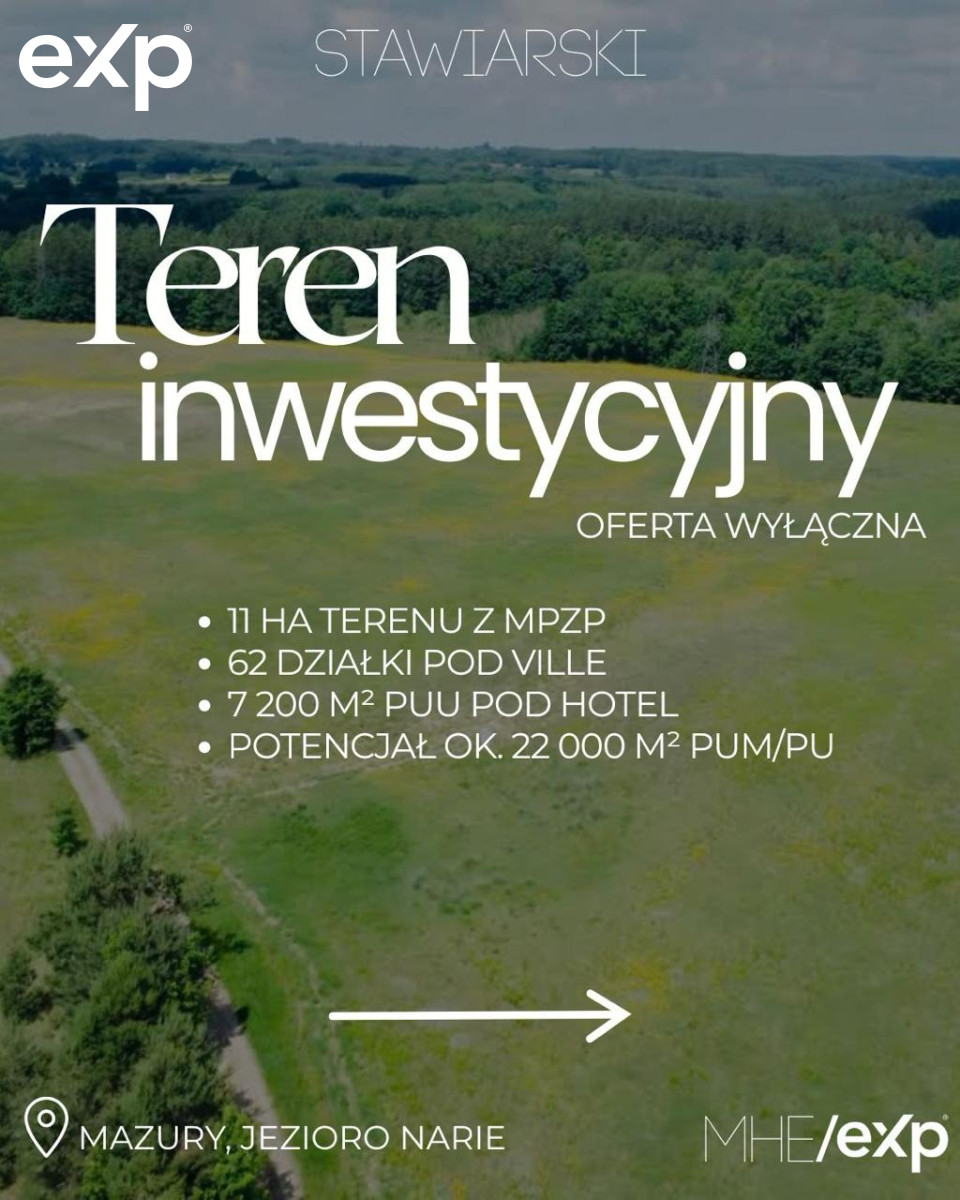 Teren inwestycyjny na hotel + 63 wille, Mazury