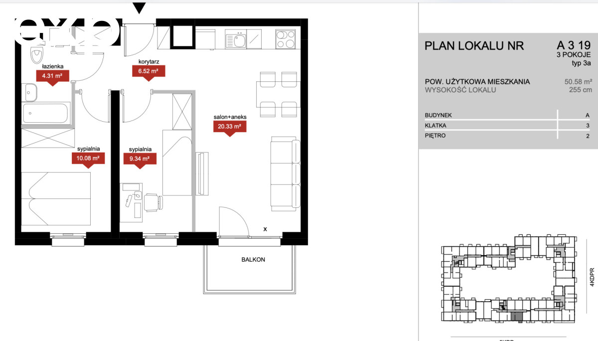3 pokoje | Góralska | 2 piętro | balkon