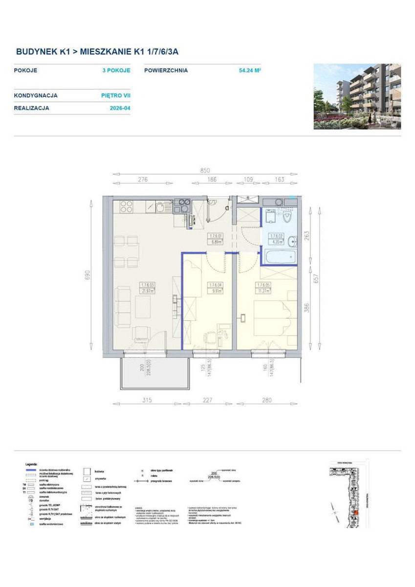 Mieszkanie na sprzedaż w Wrocław, al., Karkonoska, Wrocław, Wrocław, DOLNOŚLĄSKIE, Polska, 54 m²