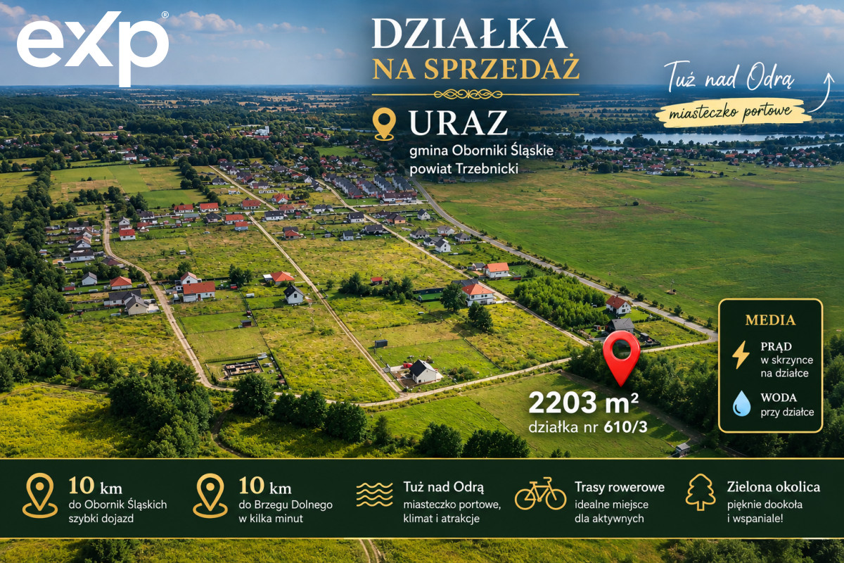 Działka (Pod zabudowę jednorodzinną) na sprzedaż w Uraz, ul., Krokusowa, 55-120, Uraz, trzebnicki, DOLNOŚLĄSKIE, Polska, 2203 m²