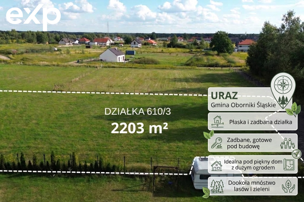 Działka (Pod zabudowę jednorodzinną) na sprzedaż w Uraz, ul., Krokusowa, 55-120, Uraz, trzebnicki, DOLNOŚLĄSKIE, Polska, 2203 m²
