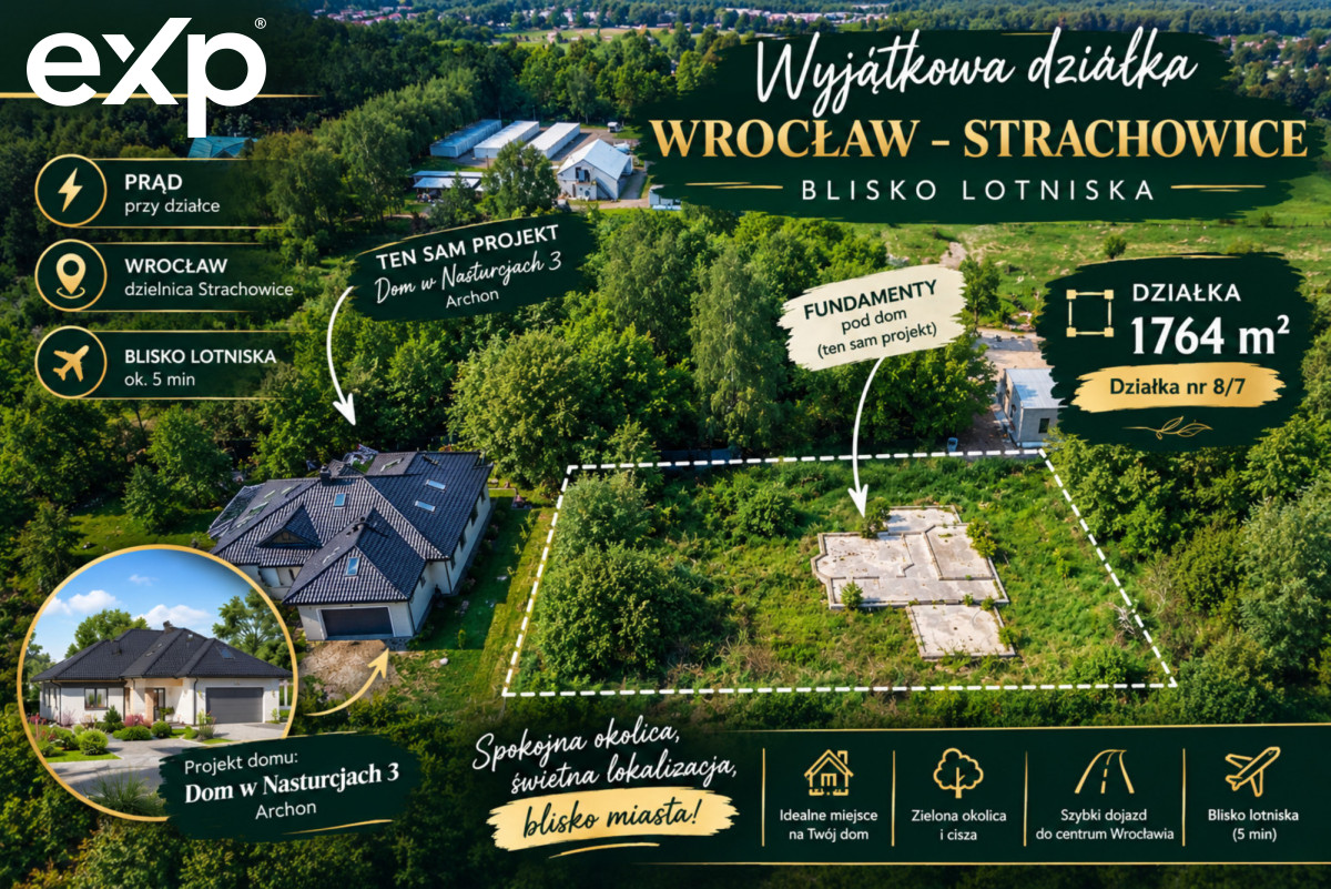 Działka z fundamentami – Strachowice