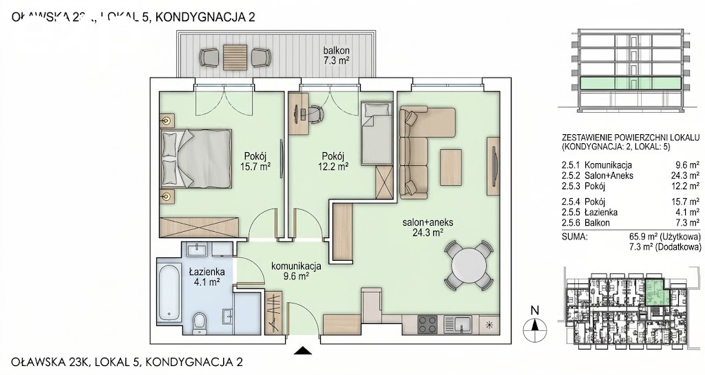 Apartment for sale in Jelcz-Laskowice, ul., Oławska, 55-220, Jelcz-Laskowice, oławski, DOLNOŚLĄSKIE, Polska, 66 m²
