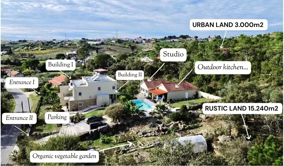Propriedade excecional com 2 casas + Estúdio com piscina e vista deslumbrante em Aljubarrota