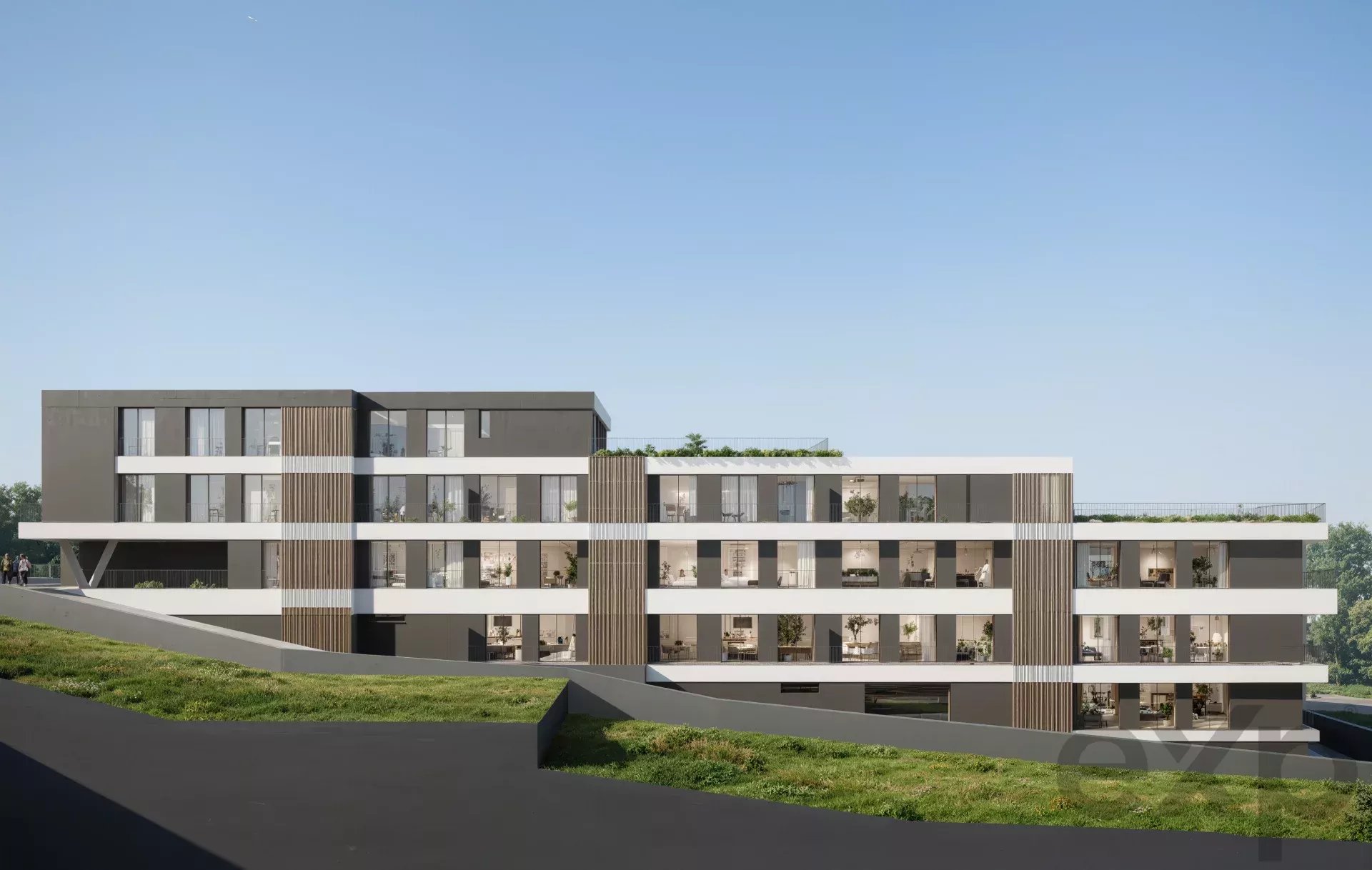 APARTAMENTO - T2 NOVO com 103,20m² de terraço + 5 lugares de estacionamento