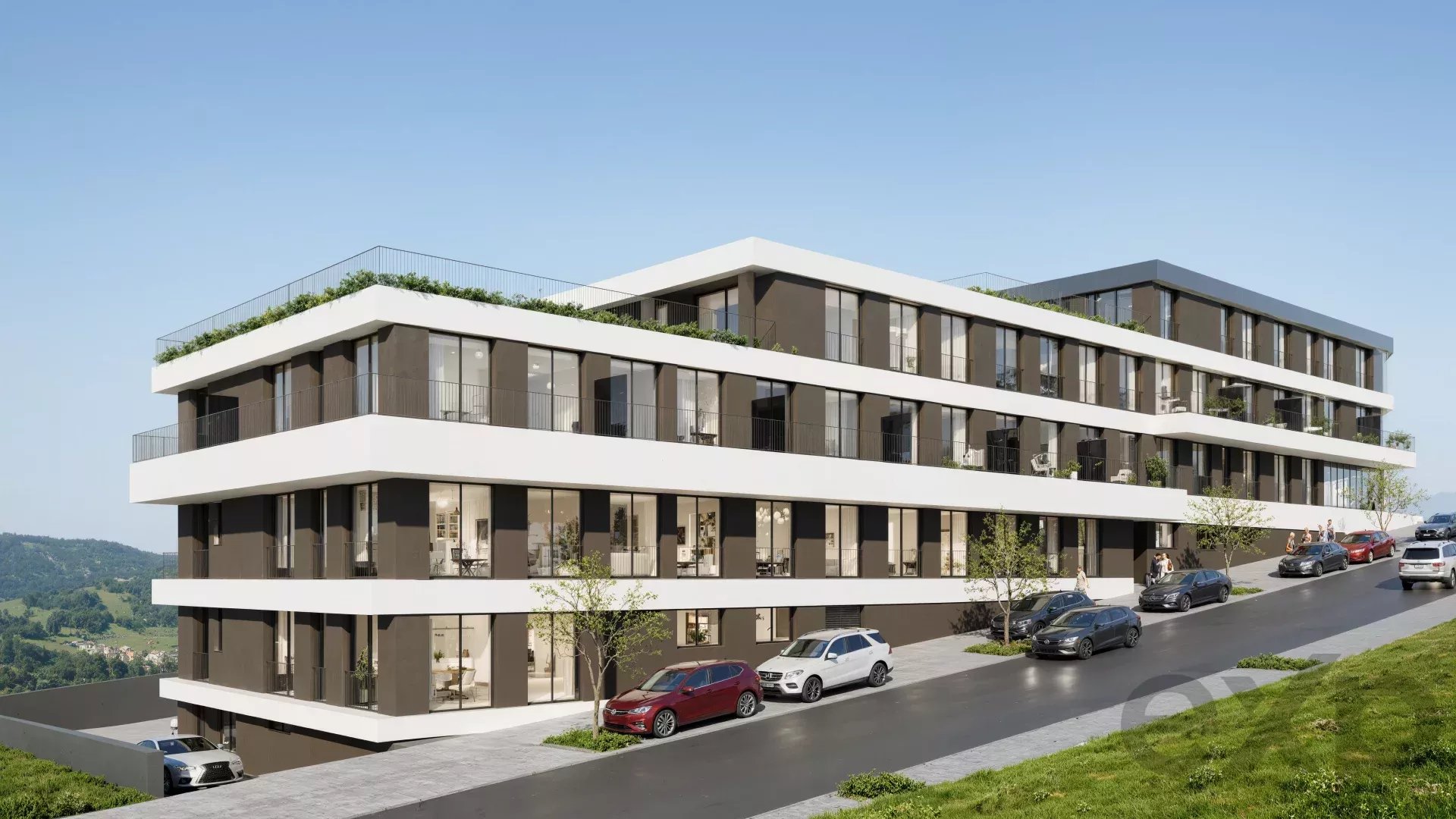 APARTAMENTO - T2 NOVO com 103,20m² de terraço + 5 lugares de estacionamento