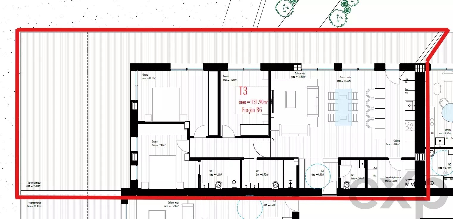 APARTAMENTO – T3 NOVO com 96,80m m² de terraço!