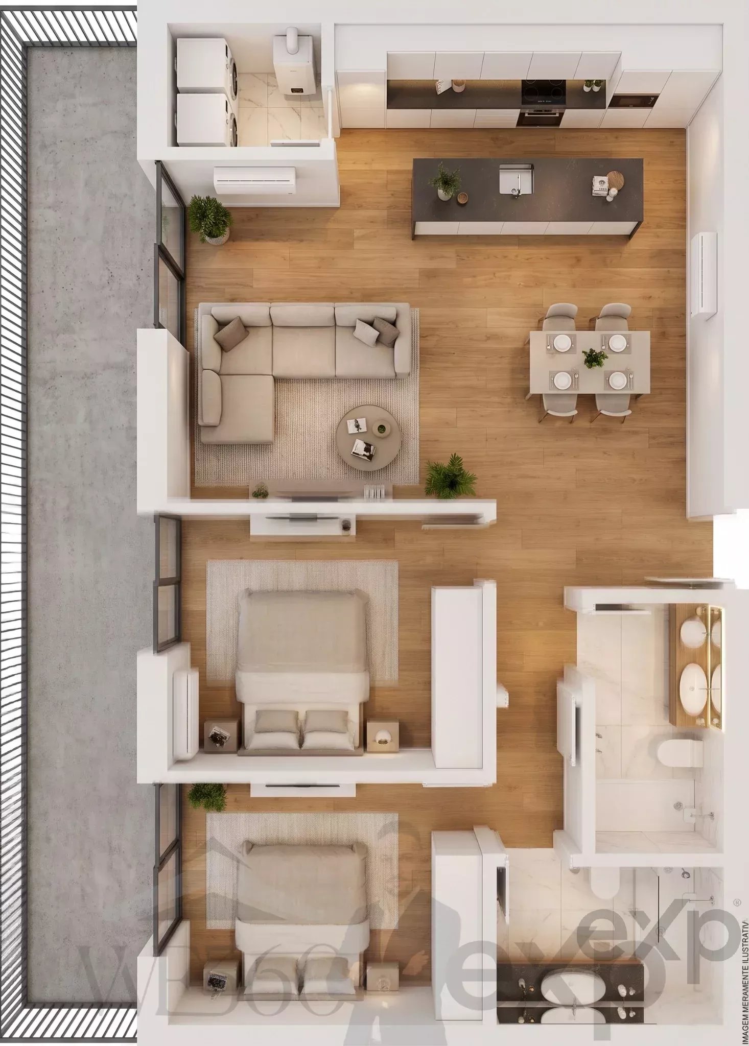 Apartamento T2 no Último Piso com Varanda e Piscina